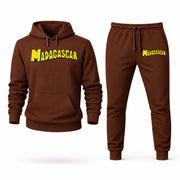 Men's Madagascar Hoodie Joggers Set - Brown digital placement mockup