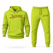 Men's Madagascar Hoodie Joggers Set - Lime Green digital placement mockup