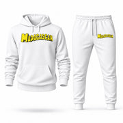 Men's Madagascar Hoodie Joggers Set - White digital placement mockup