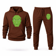 Men's Martian Manhunter Hoodie Joggers Set - Brown digital placement mockup