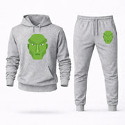 Men's Martian Manhunter Hoodie Joggers Set - Grey digital placement mockup
