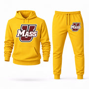 Men's Massachusetts Hoodie Joggers Set - Yellow digital placement mockup