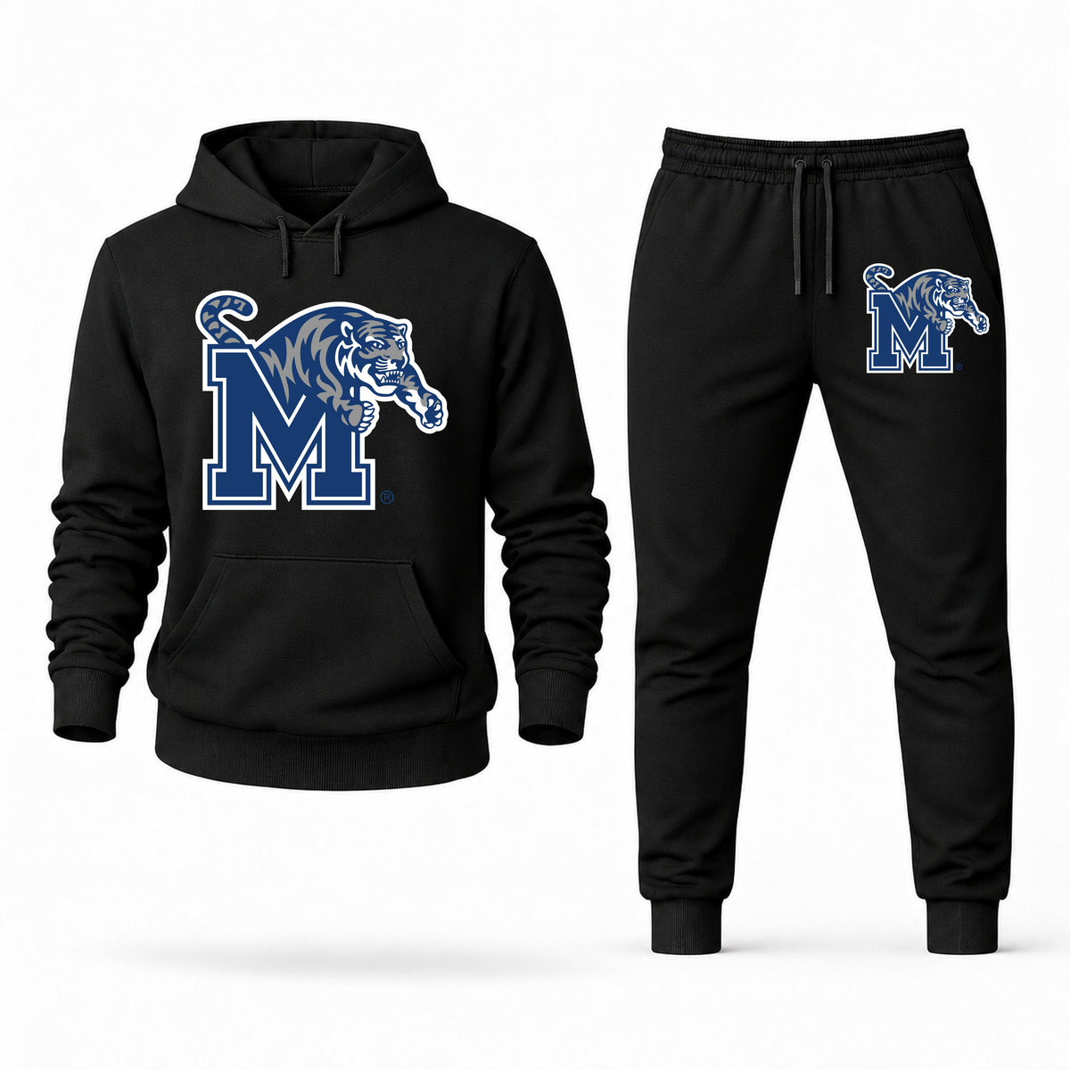 Men's Memphis Hoodie Joggers Set - Black digital placement mockup