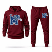 Men's Memphis Hoodie Joggers Set - Burgundy digital placement mockup