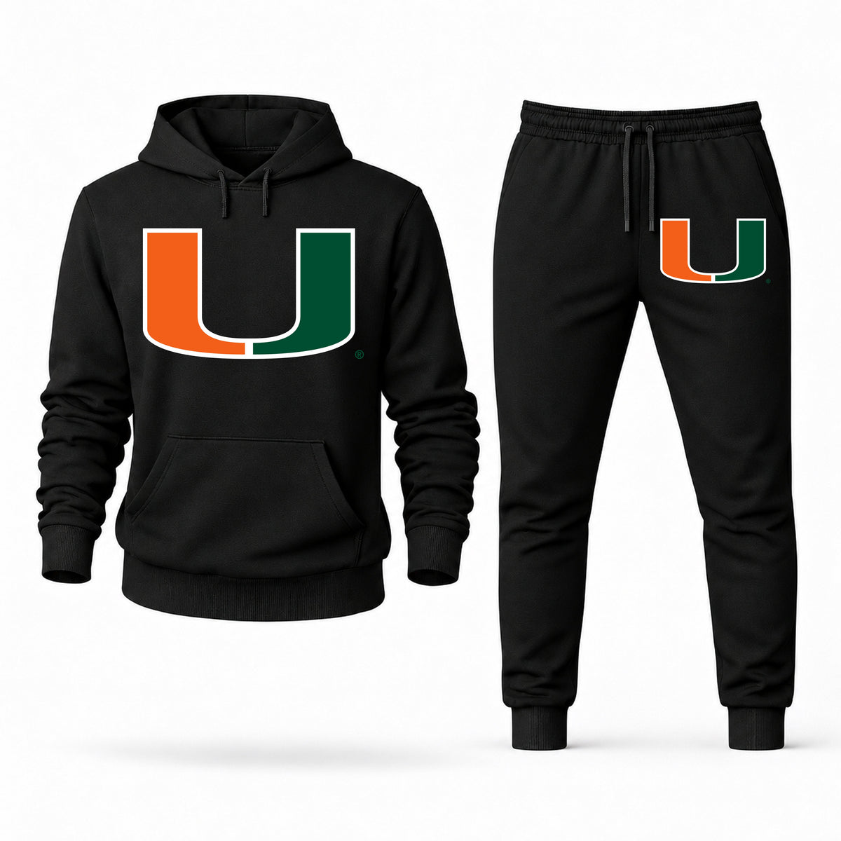 Men's Miami Hoodie Joggers Set - Black digital placement mockup