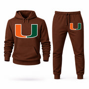 Men's Miami Hoodie Joggers Set - Brown digital placement mockup
