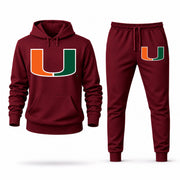 Men's Miami Hoodie Joggers Set - Burgundy digital placement mockup