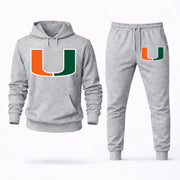 Men's Miami Hoodie Joggers Set - Grey digital placement mockup