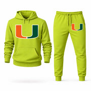 Men's Miami Hoodie Joggers Set - Lime Green digital placement mockup