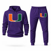 Men's Miami Hoodie Joggers Set - Purple digital placement mockup