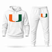 Men's Miami Hoodie Joggers Set - White digital placement mockup