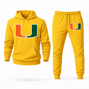 Men's Miami Hoodie Joggers Set - Yellow digital placement mockup