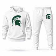 Men's Michigan State Hoodie Joggers Set - White digital placement mockup
