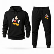 Men's Mickey Mouse Hoodie Joggers Set in Black; digital artwork placement mockup