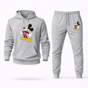 Men's Mickey Mouse Hoodie Joggers Set in Grey; digital artwork placement mockup
