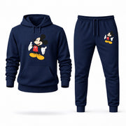 Men's Mickey Mouse Hoodie Joggers Set in Navy; digital artwork placement mockup