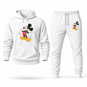 Men's Mickey Mouse Hoodie Joggers Set in White; digital artwork placement mockup