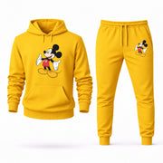Men's Mickey Mouse Hoodie Joggers Set in Yellow; digital artwork placement mockup