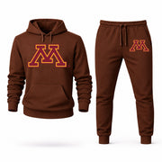 Men's Minnesota Hoodie Joggers Set - Brown digital placement mockup
