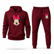 Men's Minnie Mouse Hoodie Joggers Set - Burgundy digital placement mockup