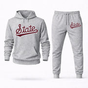 Men's Mississippi State Hoodie Joggers Set - Grey digital placement mockup