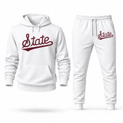 Men's Mississippi State Hoodie Joggers Set - White digital placement mockup