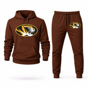 Men's Missouri Hoodie Joggers Set - Brown digital placement mockup