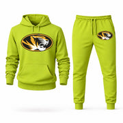 Men's Missouri Hoodie Joggers Set - Lime Green digital placement mockup