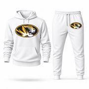 Men's Missouri Hoodie Joggers Set - White digital placement mockup