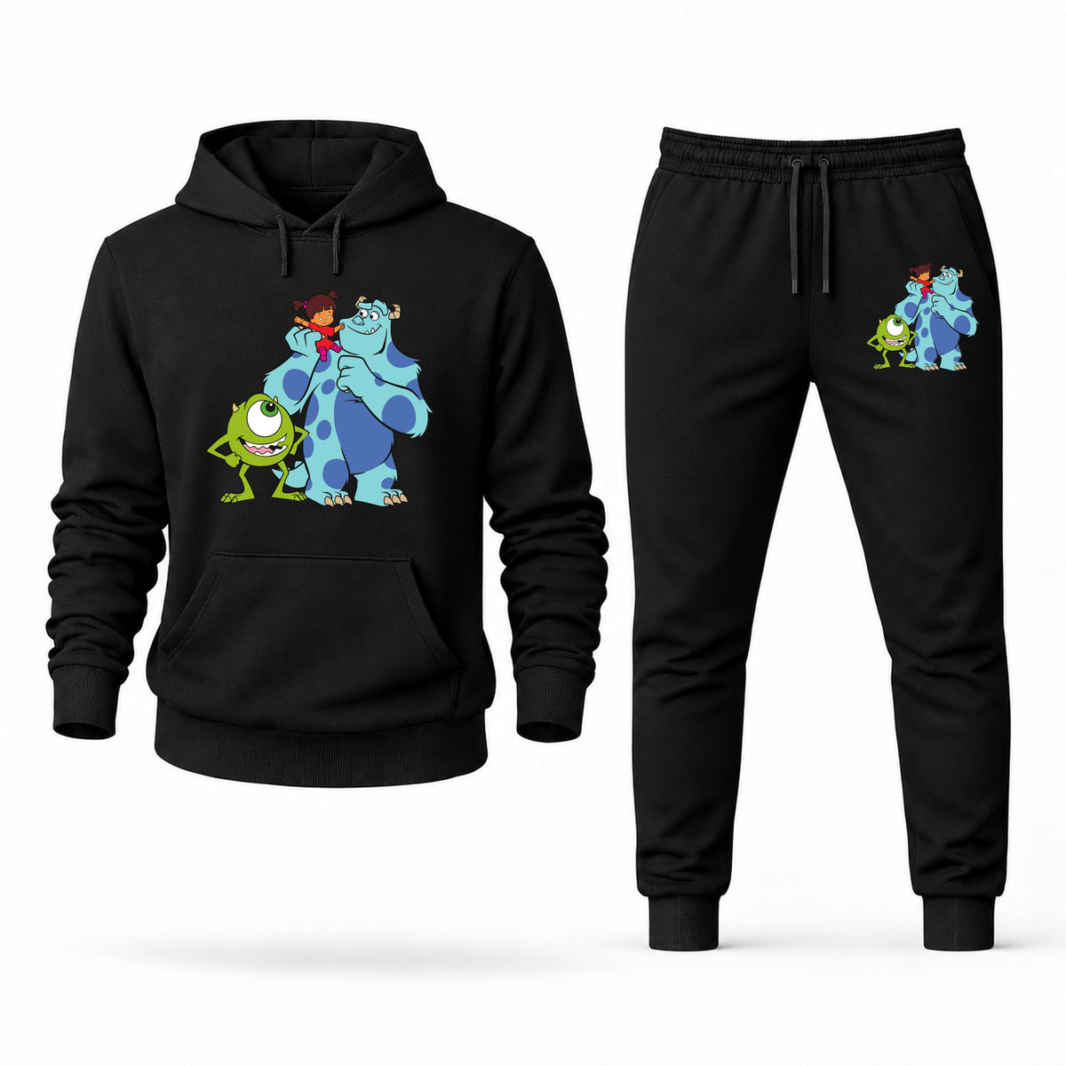 Men's Monsters Inc Hoodie Joggers Set - Black digital placement mockup