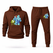 Men's Monsters Inc Hoodie Joggers Set - Brown digital placement mockup