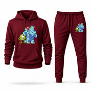 Men's Monsters Inc Hoodie Joggers Set - Burgundy digital placement mockup