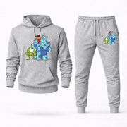 Men's Monsters Inc Hoodie Joggers Set - Grey digital placement mockup