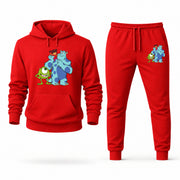 Men's Monsters Inc Hoodie Joggers Set - Red digital placement mockup