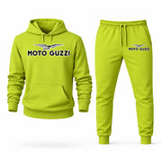 Men's Moto Guzzi Hoodie Joggers Set - Lime Green digital placement mockup