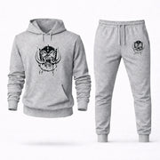 Men's Motorhead Hoodie Joggers Set - Grey digital placement mockup