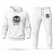 Men's Motorhead Hoodie Joggers Set - White digital placement mockup