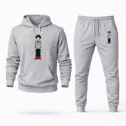 Men's My Hero Academia Hoodie Joggers Set - Grey digital placement mockup