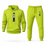 Men's My Hero Academia Hoodie Joggers Set - Lime Green digital placement mockup