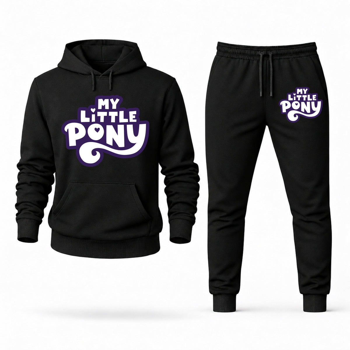 Men's My Little Pony Hoodie Joggers Set - Black digital placement mockup