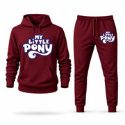 Men's My Little Pony Hoodie Joggers Set - Burgundy digital placement mockup