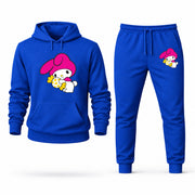 Men's My Melody Hoodie Joggers Set - Blue digital placement mockup