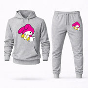 Men's My Melody Hoodie Joggers Set - Grey digital placement mockup