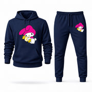 Men's My Melody Hoodie Joggers Set - Navy digital placement mockup