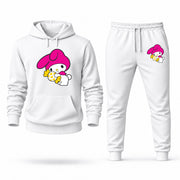 Men's My Melody Hoodie Joggers Set - White digital placement mockup