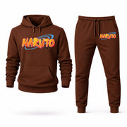 Men's Naruto Hoodie Joggers Set - Brown digital placement mockup