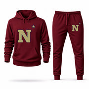 Men's Navy Hoodie Joggers Set - Burgundy digital placement mockup