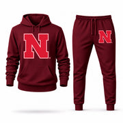 Men's Nebraska Hoodie Joggers Set - Burgundy digital placement mockup