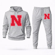 Men's Nebraska Hoodie Joggers Set - Grey digital placement mockup