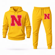 Men's Nebraska Hoodie Joggers Set - Yellow digital placement mockup